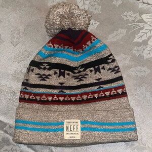 NEFF headwear & dry goods Pom top beanie heather with Aztec pattern